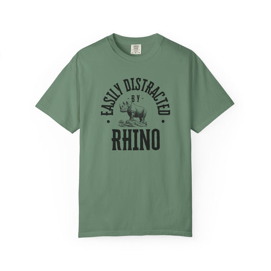 Easily Distracted by Rhino T-Shirt, Funny Gift for Animal Lovers, Casual Unisex Tee, Birthday Gift, Rhino Shirt, Nature Lover Apparel