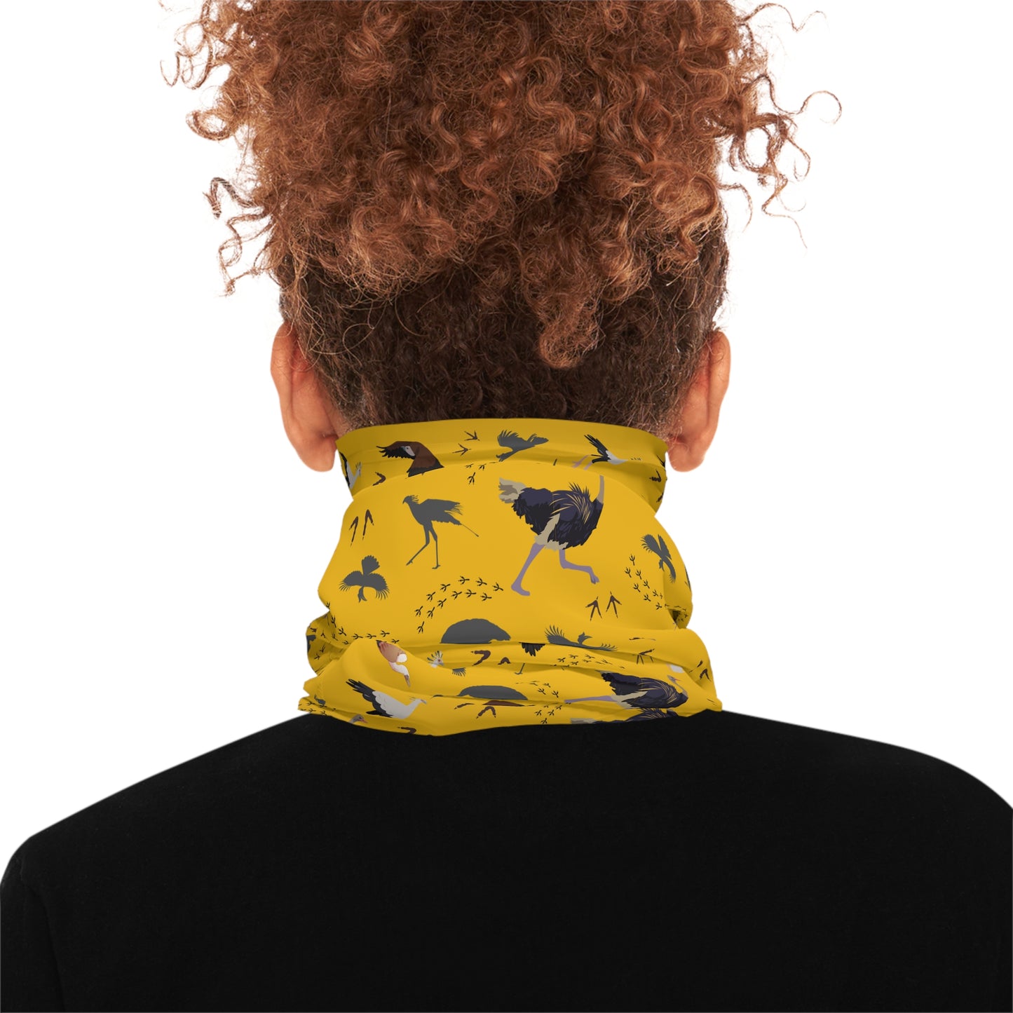 Colorful Lightweight Safari Bird Neck Gaiter with Safari Bird Design (Yellow), Outdoor Accessory, Unique Gift, Hiking Gear, Nature-Themed Scarf