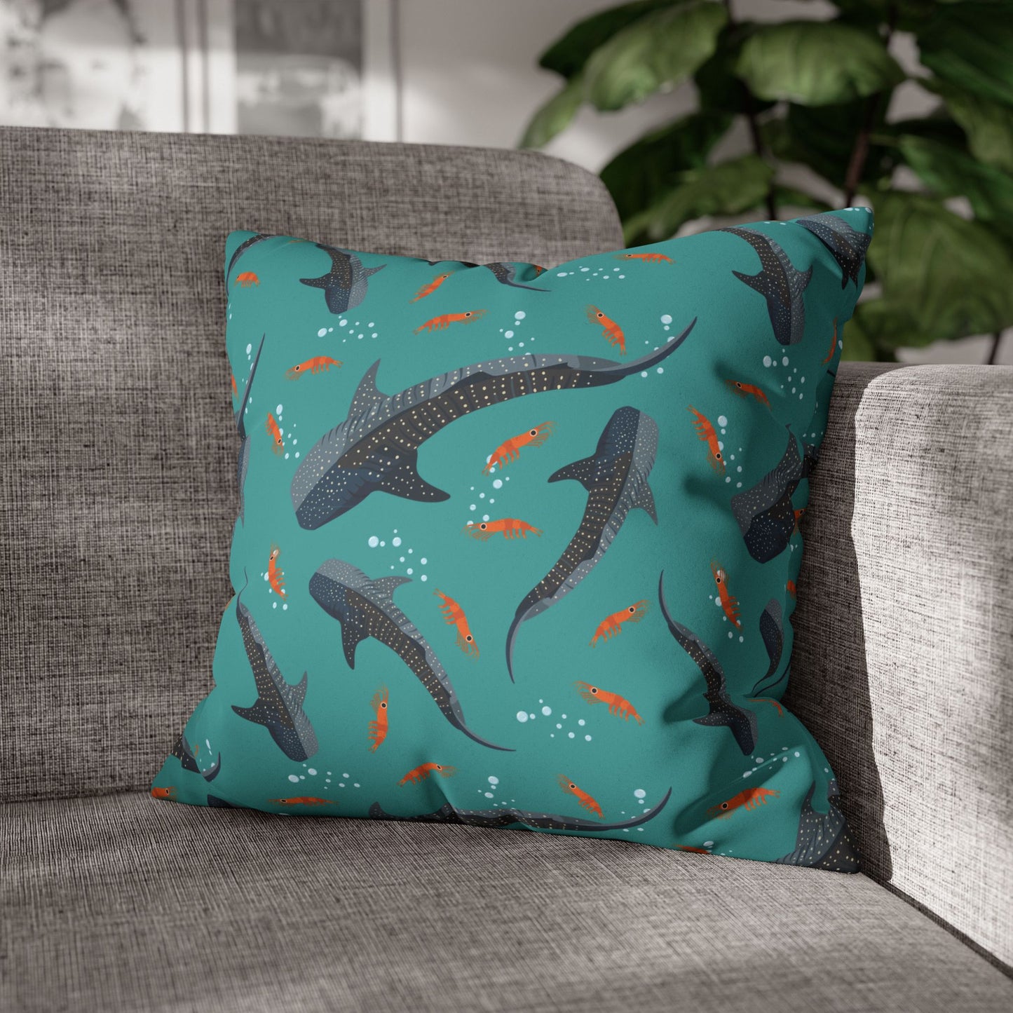 Whale Shark Lux Faux Suede Throw Pillow Cover – 18" x 18" & 20" x 20"