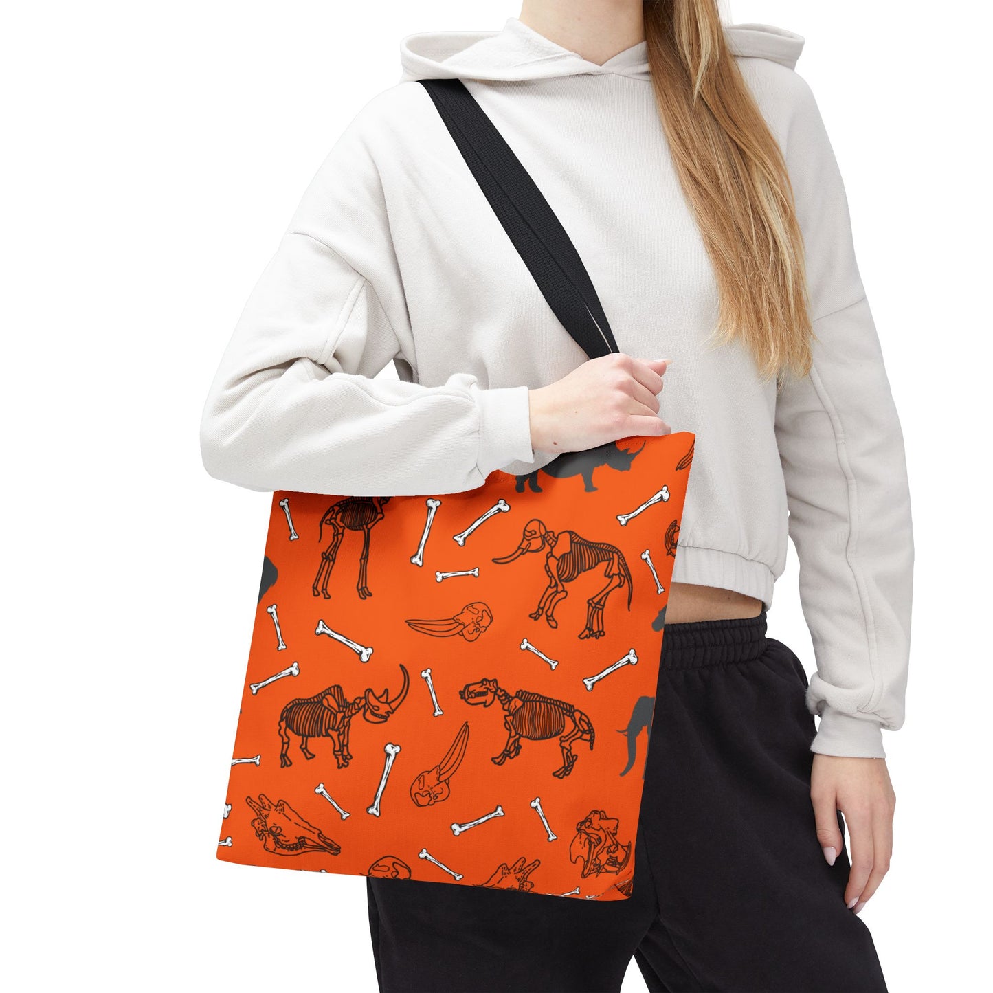 Whimsical Herbivore Animal Skeletons Tote Bag (Orange), Perfect for Animal Lovers, Halloween, Eco-Friendly Bag, Gift for Pet Owners, Shopping Bag, Halloween Gift