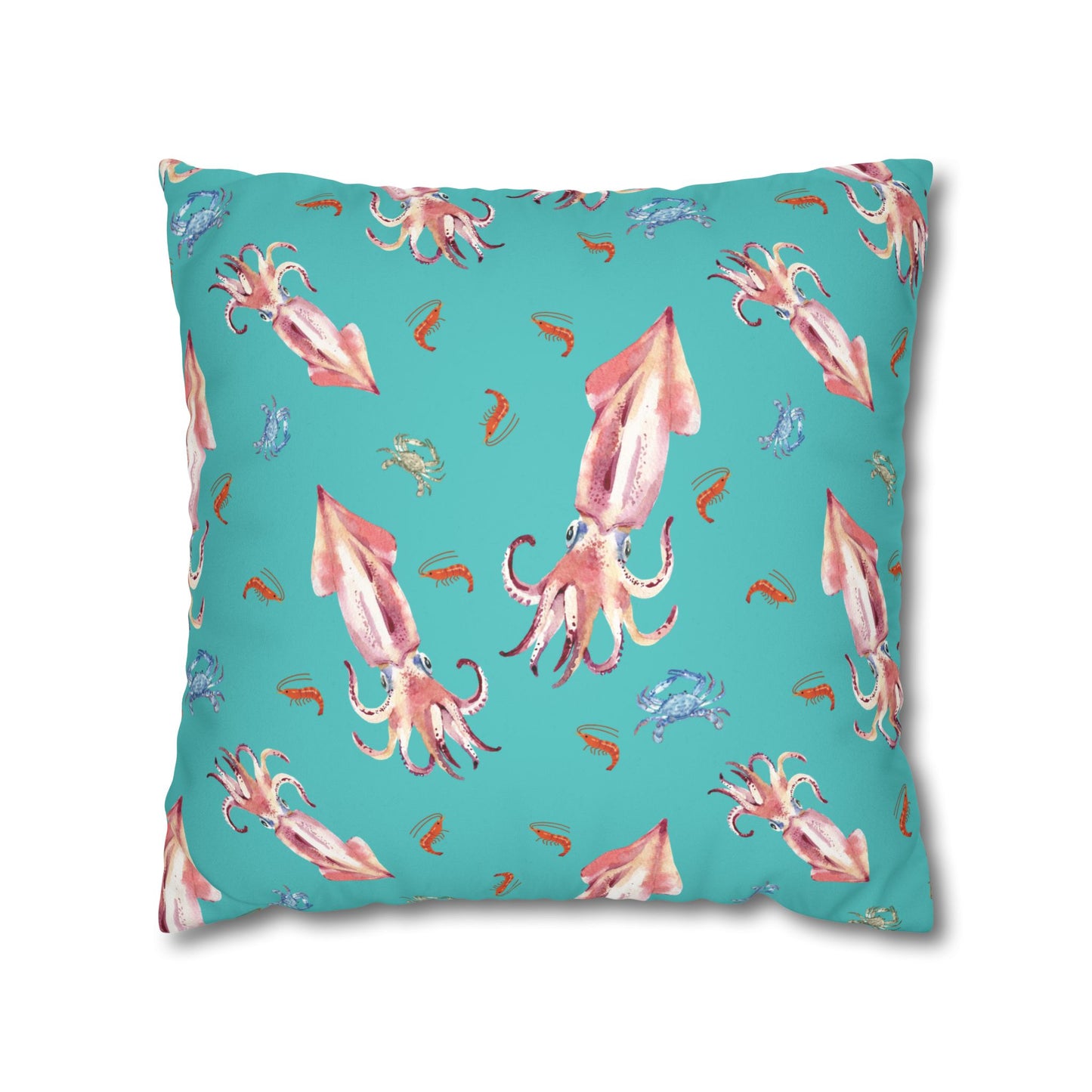 Squid Dining Lux Faux Suede Throw Pillow Cover – 18" x 18" & 20" x 20"