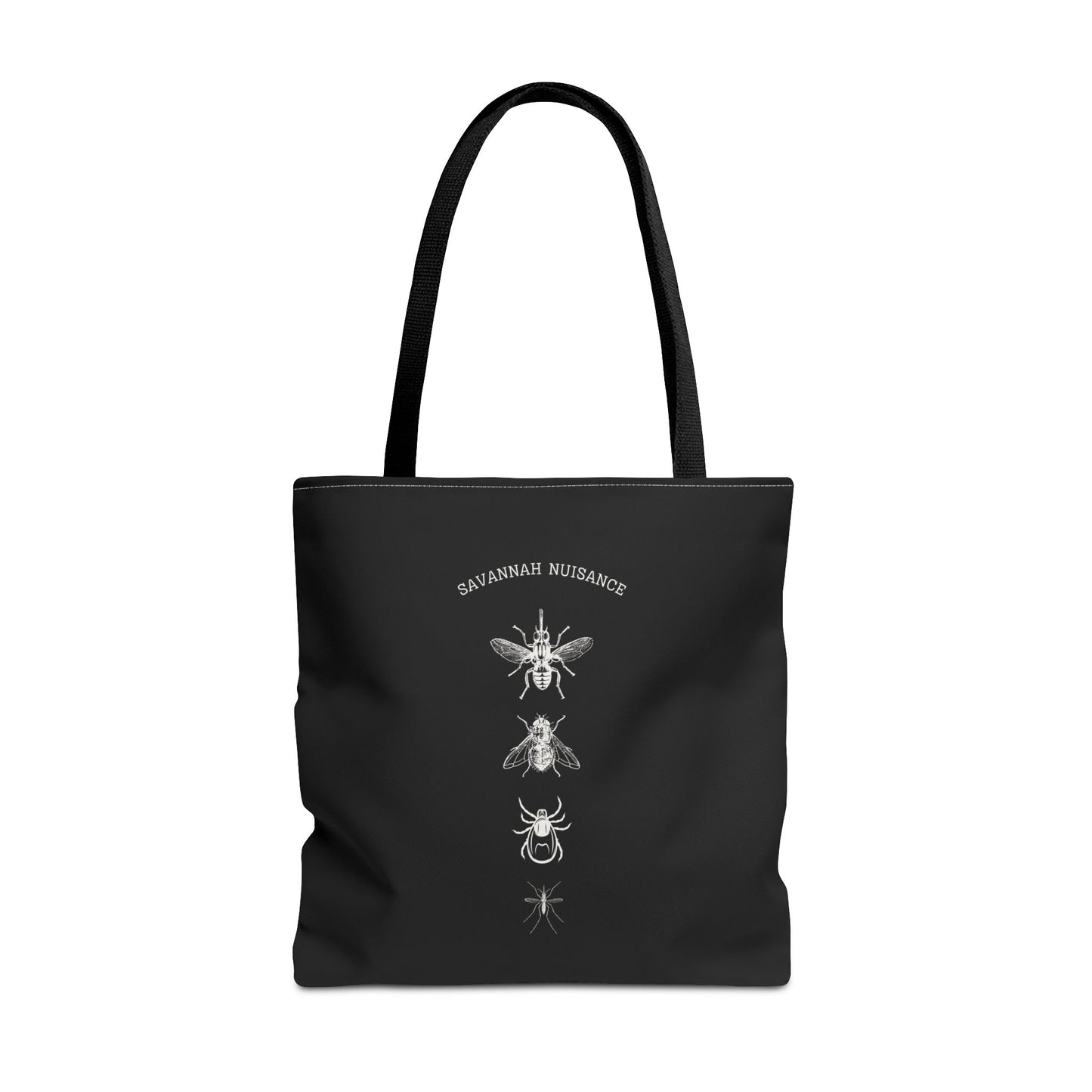 Savannah Nuisance Insect-Themed Tote Bag | Eco-Friendly Reusable Shopping Bag, Bee Lover Gift, Nature Enthusiast Accessory, Black AOP