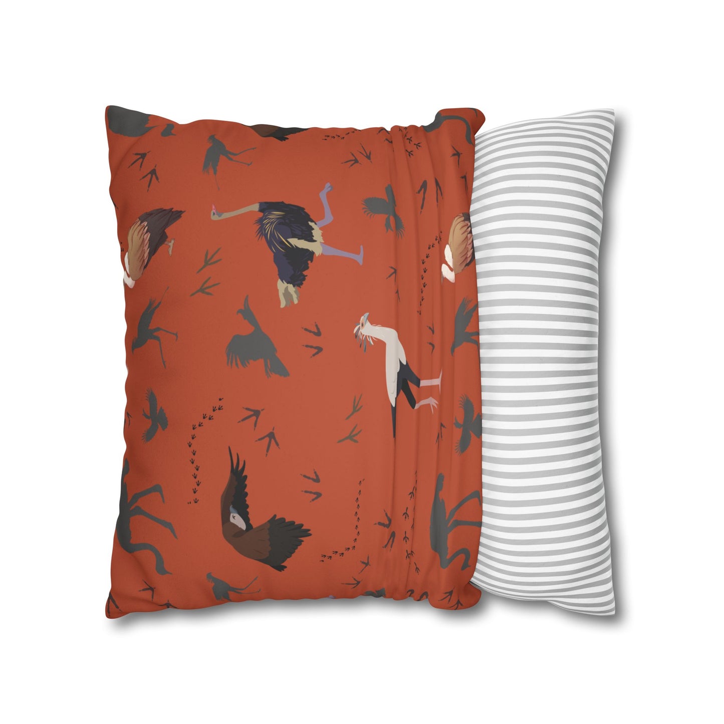 Safari Bird Lux Faux Suede Pillow Cover (Tsavo Dust) – 18" x 18" & 20" x 20"