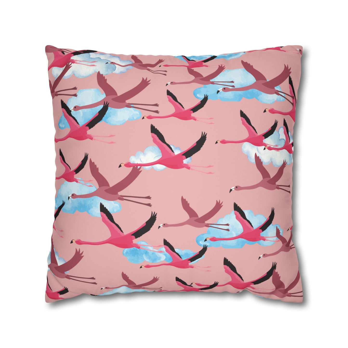 Flying Flamingo Lux Faux Suede Pillow Cover (Dusty Pink) – 18" x 18" & 20" x 20"