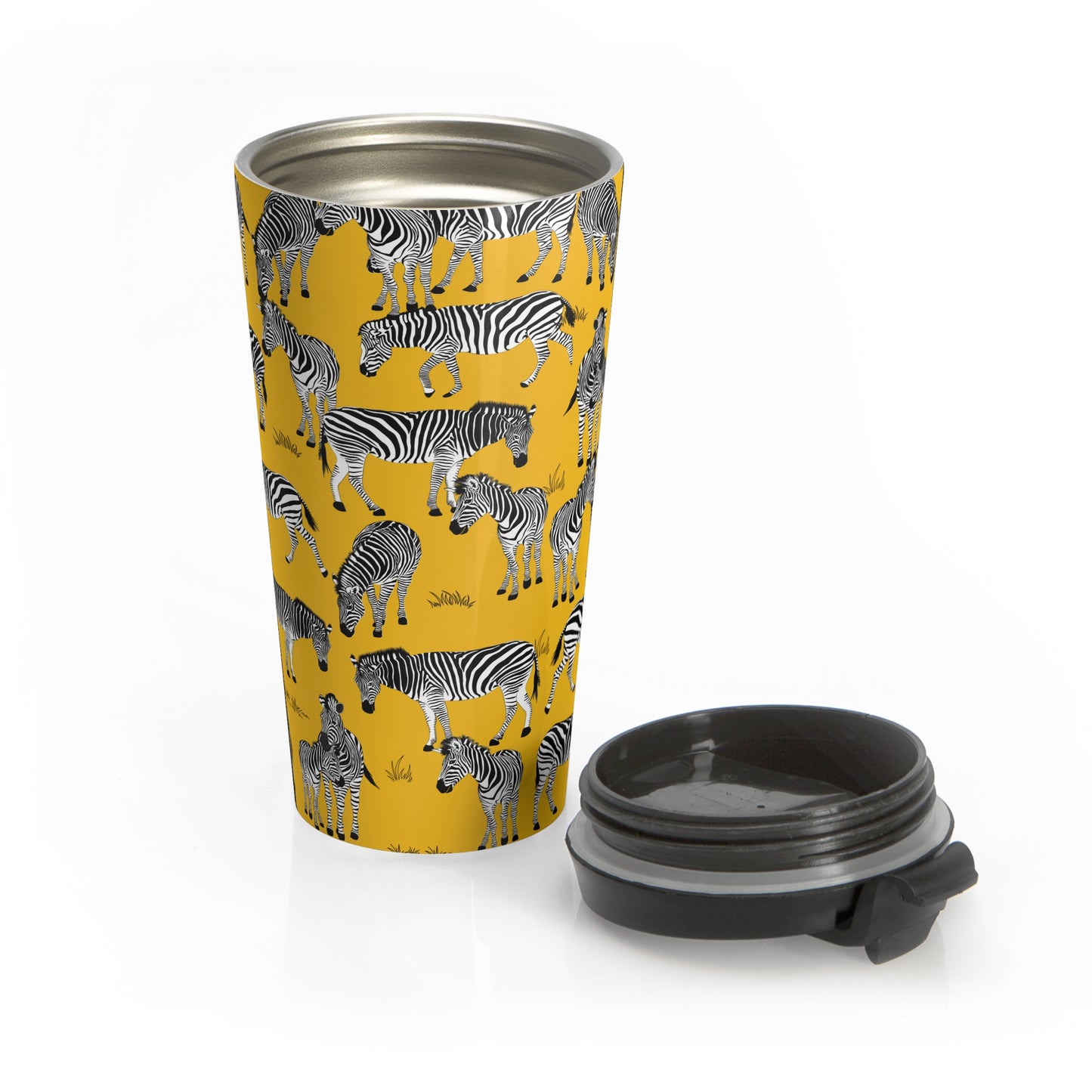 Zebra Pattern Stainless Steel Travel Mug (Yellow) | Stylish Travel Tumbler | Perfect Gift for Animal Lovers, Nature Enthusiasts, or Travel Junkies