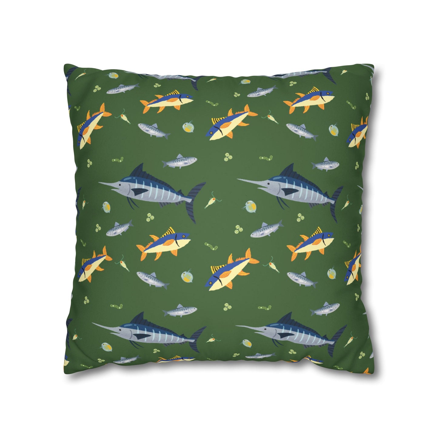 Marine Food Chain Lux Faux Suede Throw Pillow Cover – 18" x 18" & 20" x 20"