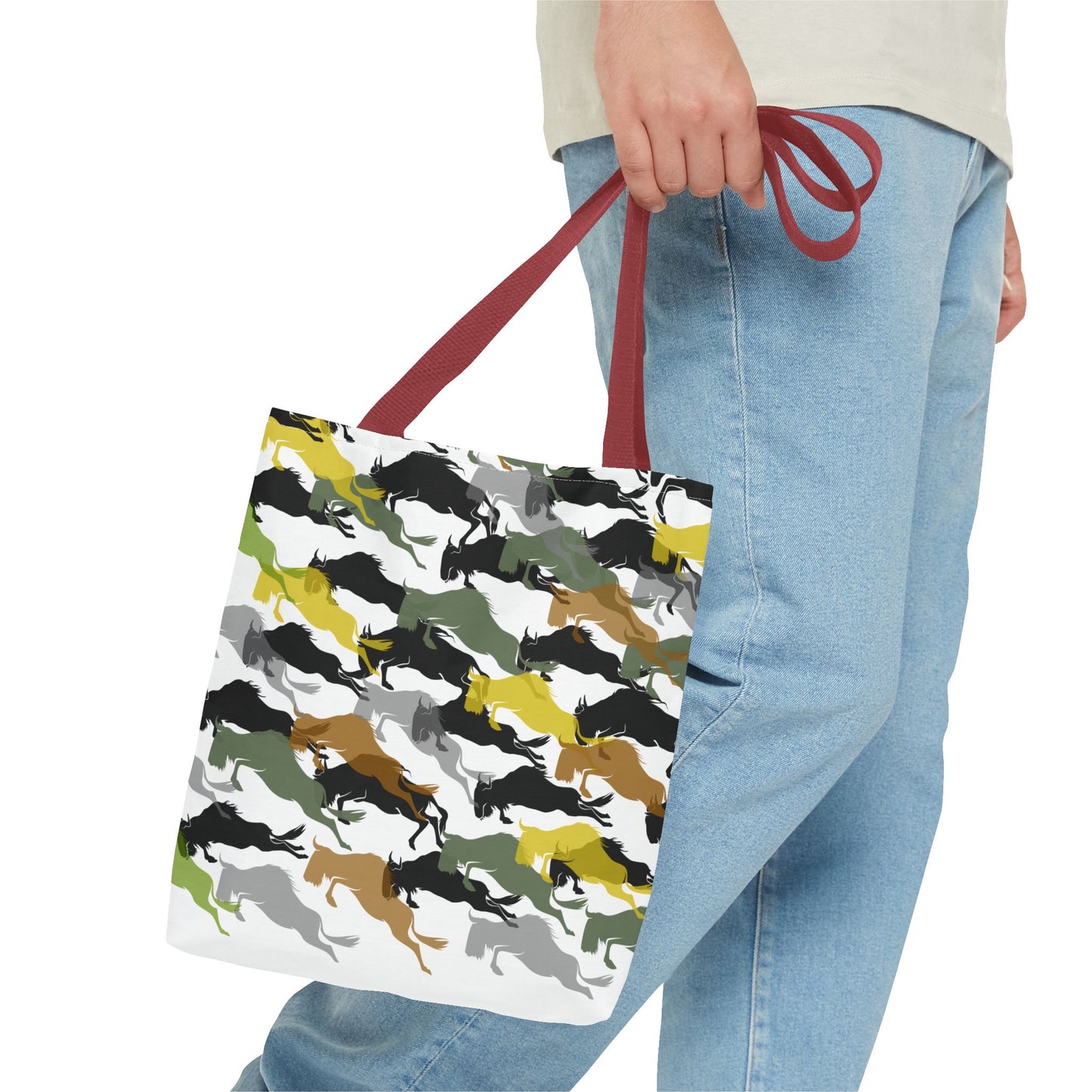 Wildebeest Crossing Tote Bag - White