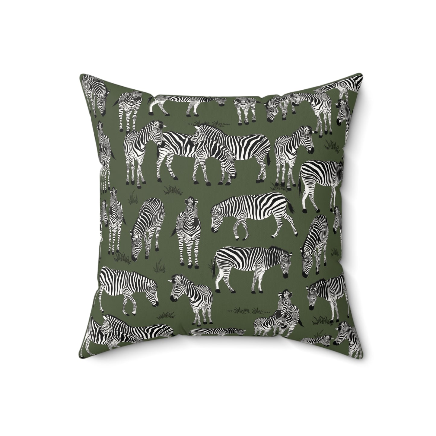 Zebra Herd Print Lux Faux Suede Throw Pillow with Insert - 18" x 18"& 20" 20" (Moss)