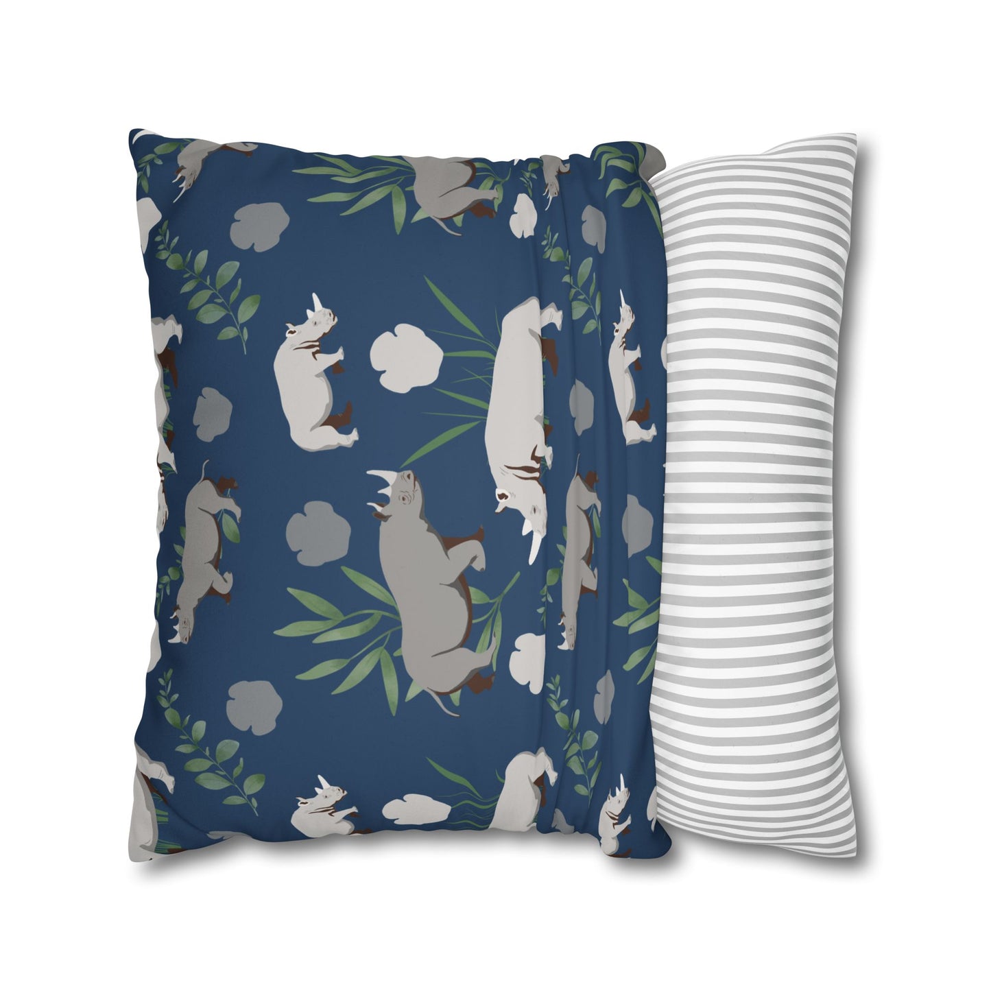 Rhino Crash Lux Faux Suede Throw Pillow Cover – 18" x 18" & 20" x 20"