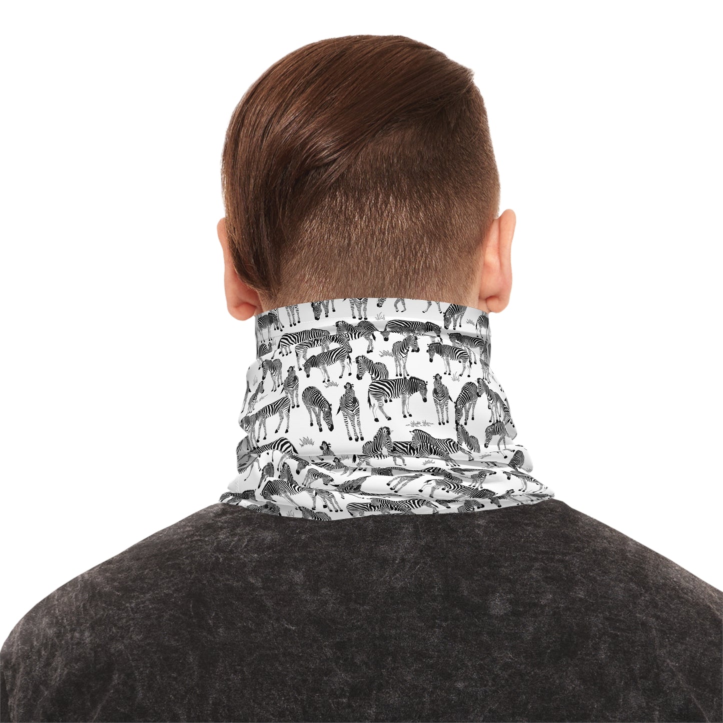Colorful Lightweight Neck Gaiter with Zebra Herd Design (White), Outdoor Accessory, Unique Gift, Hiking Gear, Nature-Themed Scarf