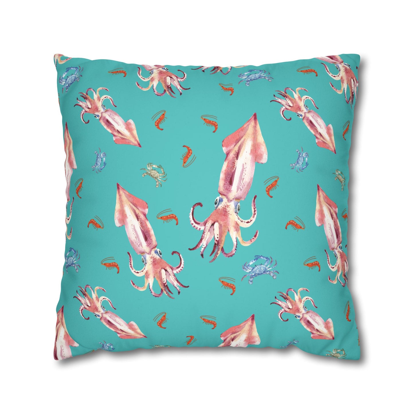 Squid Dining Lux Faux Suede Throw Pillow Cover – 18" x 18" & 20" x 20"