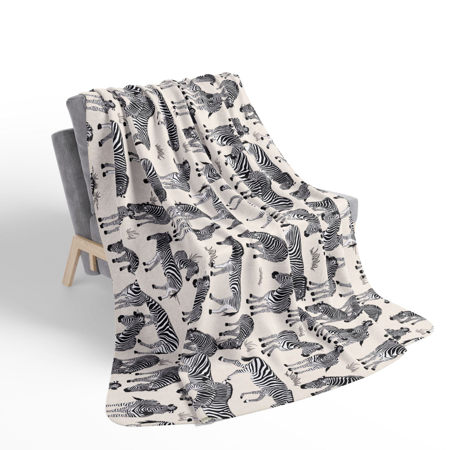 Zebra Herd Fleece Sherpa Blanket