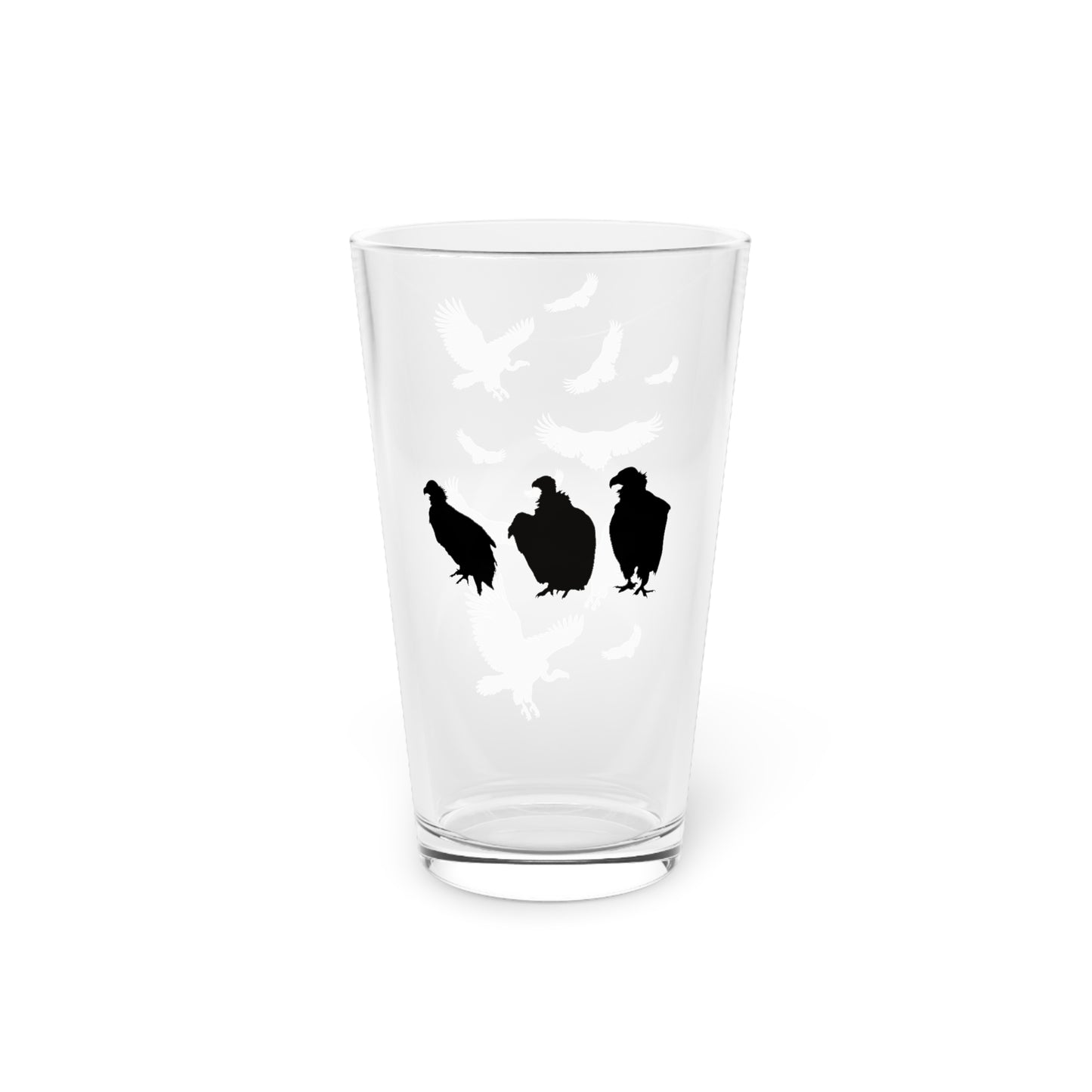 Soaring Vultures Print Pint Glass, 16oz Drinking Glass, Animal Lover Gift, Safari Decor, Unique Party Glassware, Gift for Him/Her