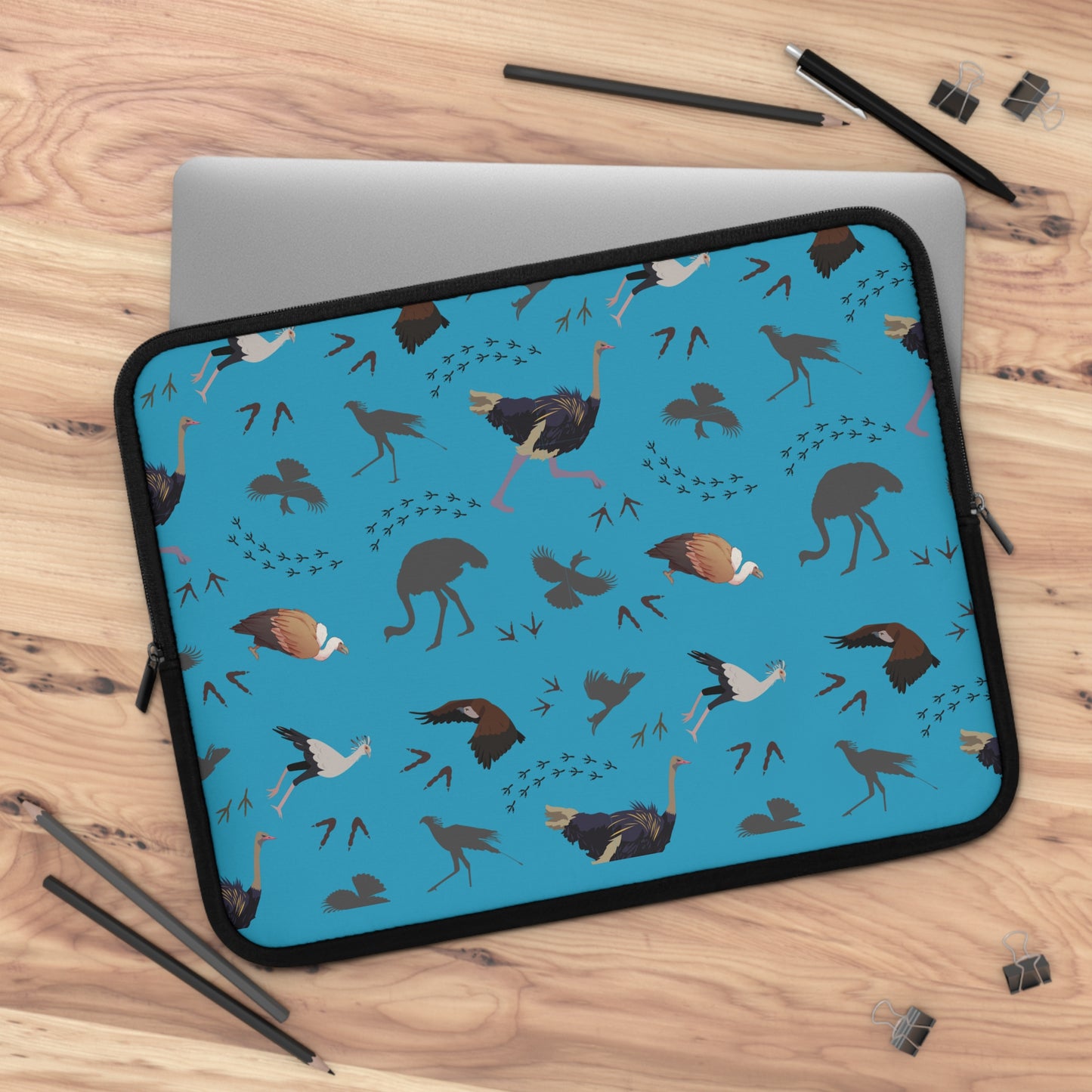 Safari Bird Pattern Laptop Sleeve, Stylish Laptop Bag, Wildlife Laptop Cover, Gift for Bird Lovers, Laptop Case for Travel