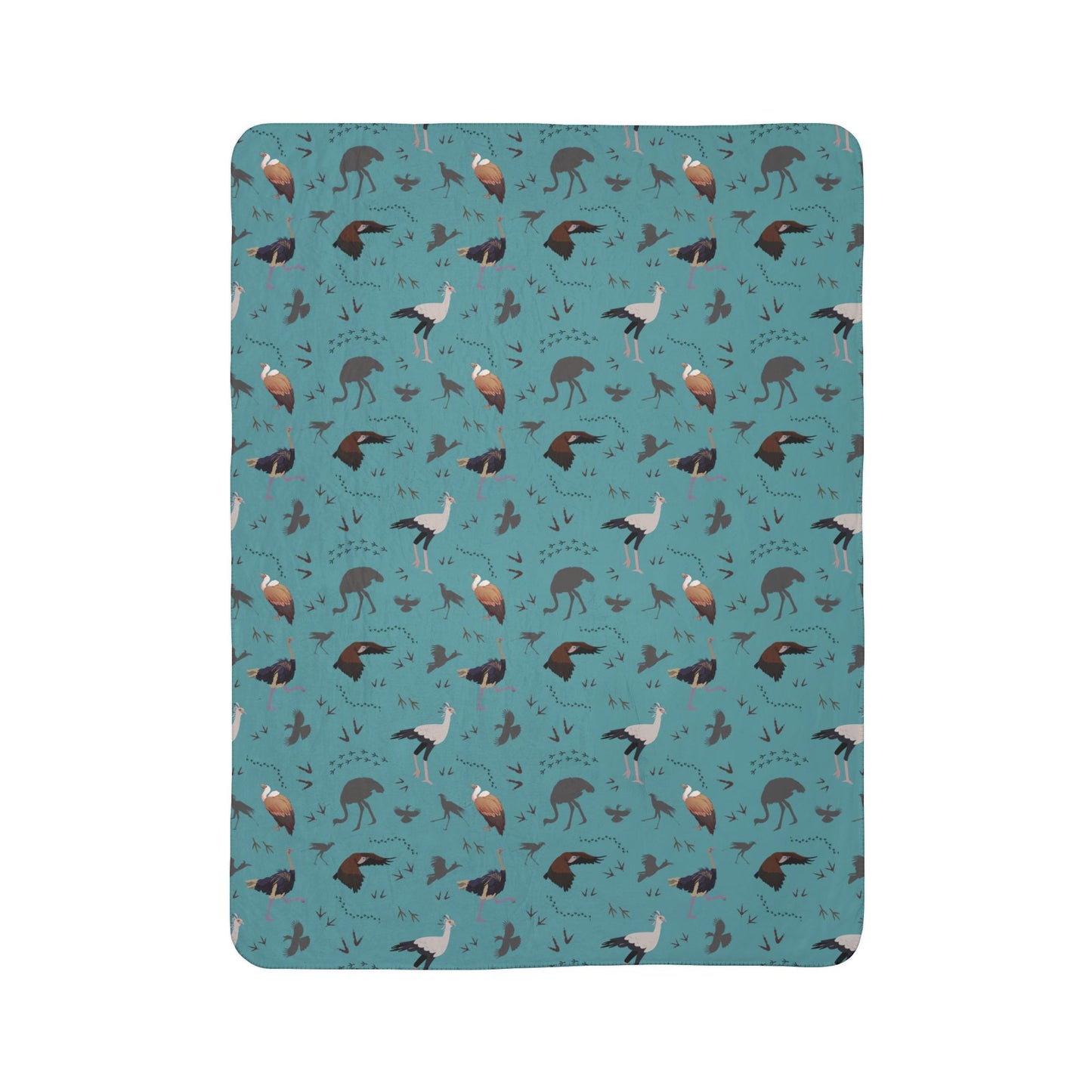 Safari Bird Fleece Sherpa Blanket (Teal)