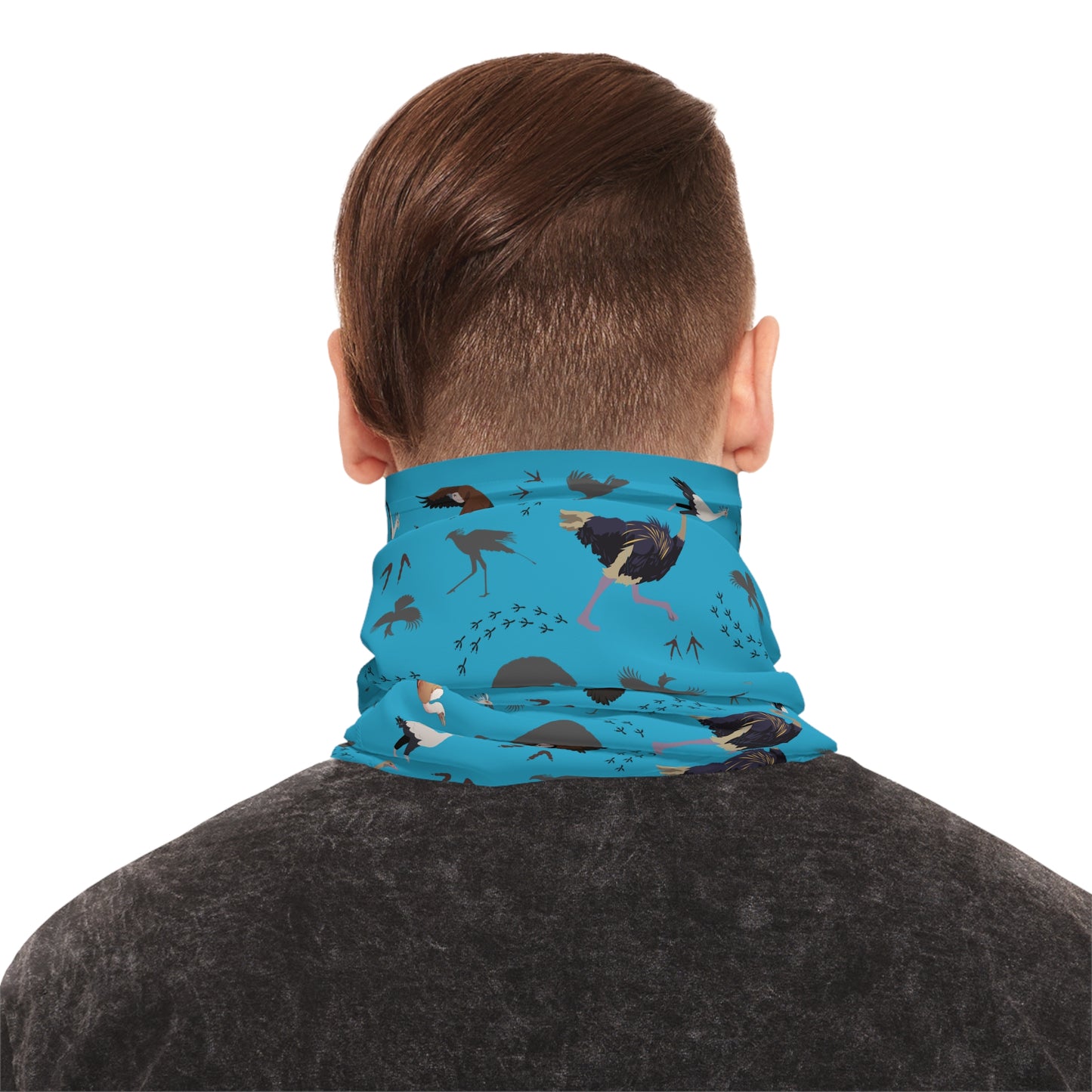 Colorful Lightweight Safari Bird Neck Gaiter with Safari Bird Design (Turquoise), Outdoor Accessory, Unique Gift, Hiking Gear, Nature-Themed Scarf
