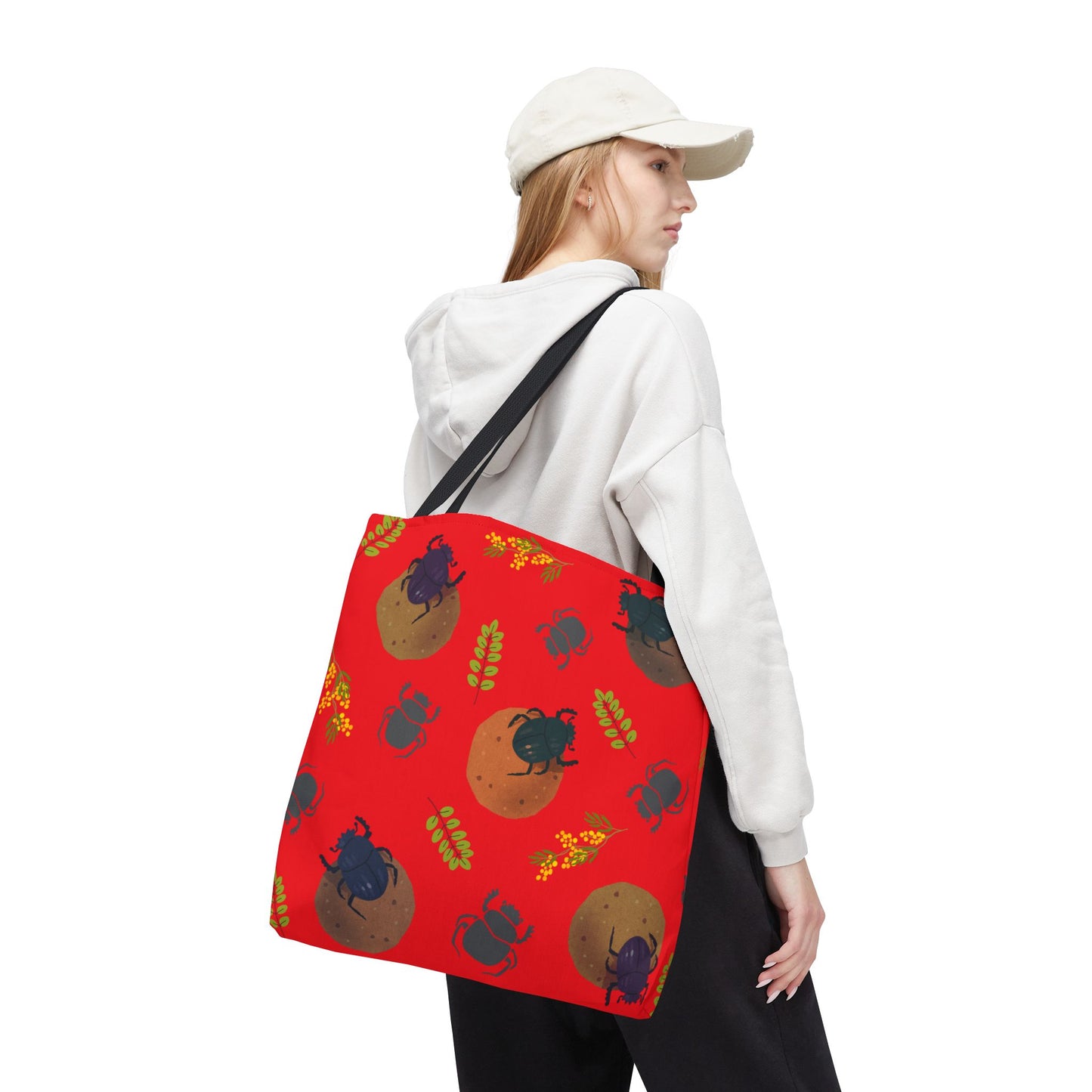 Whimsical Dung Beetle Tote Bag (Red), Perfect for Animal Lovers, Halloween, Eco-Friendly Bag, Gift for Pet Owners, Shopping Bag, Halloween Gift