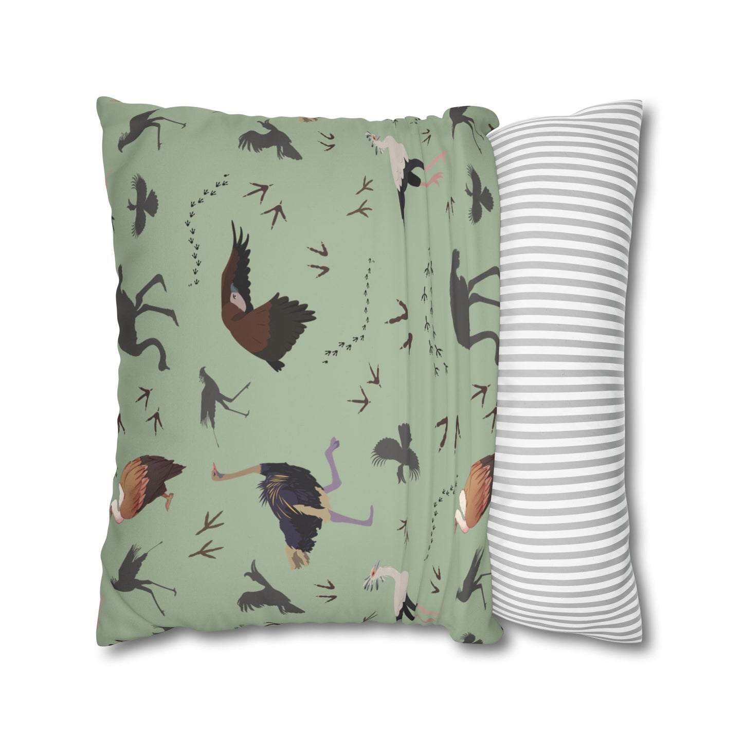 Safari Bird Lux Faux Suede Pillow Cover (Sage)– 18" x 18" & 20" x 20"