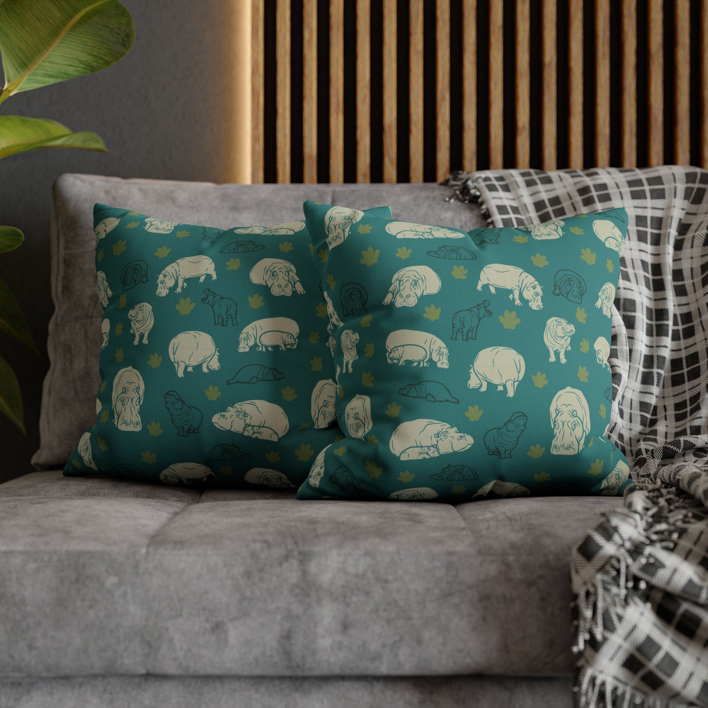 Hippo Pod Lux Faux Suede Throw Pillow Cover – 18" x 18" & 20" x 20"