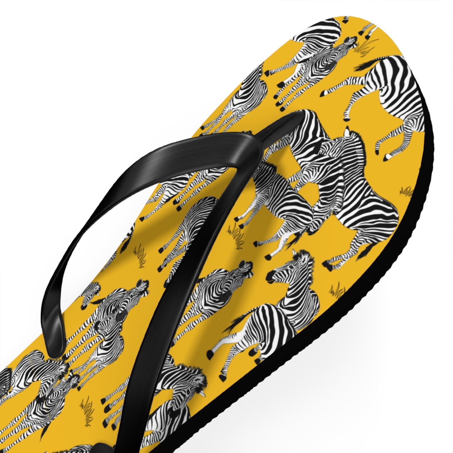 Zebra Print Flip Flops (Yellow), Summer Sandals, Beach Footwear, Vacation Essentials, Gift for Nature Lovers, Cute Outdoor Wear