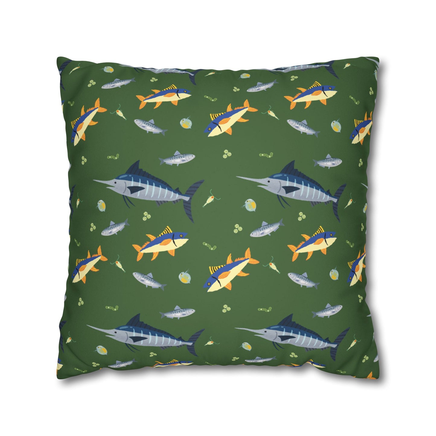 Marine Food Chain Lux Faux Suede Throw Pillow Cover – 18" x 18" & 20" x 20"