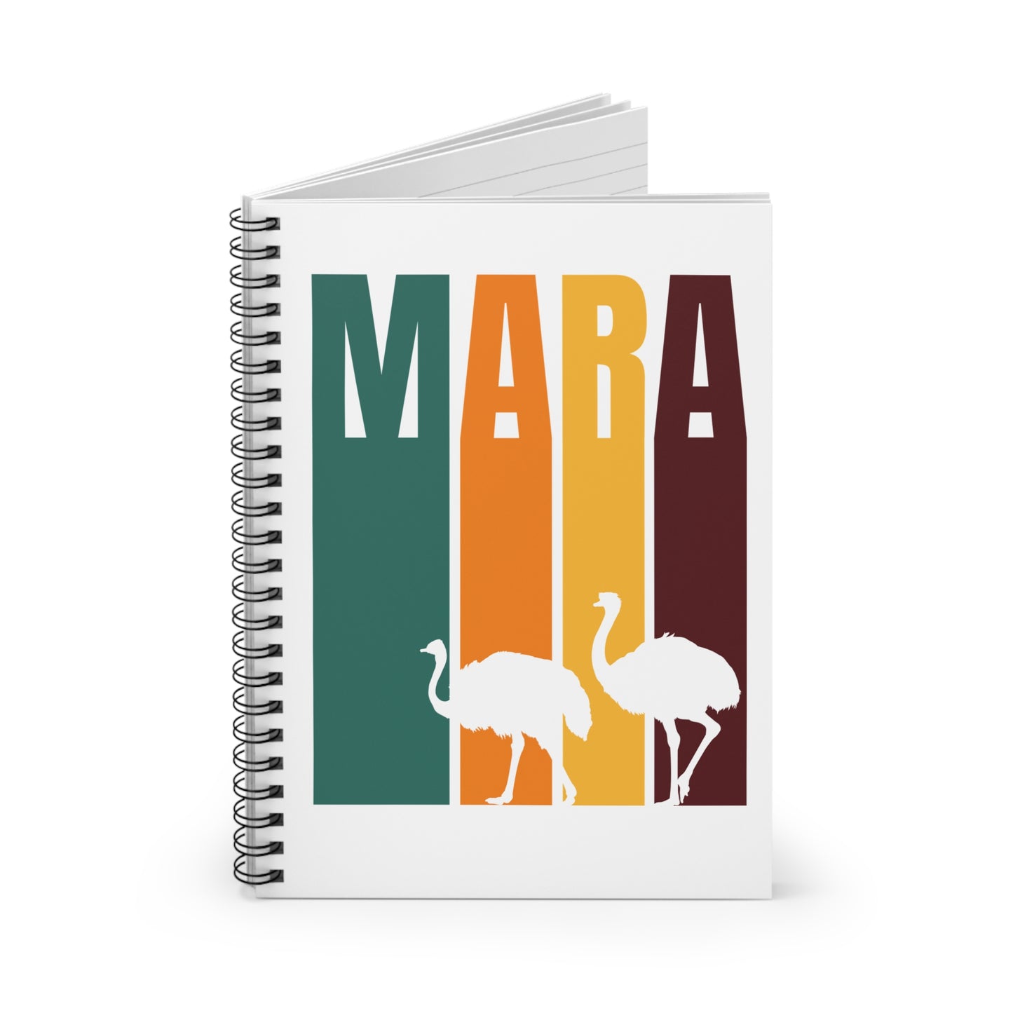 Ostrich in the Mara Spiral Notebook - Ruled Line | Eco-Friendly Journal, Masai Mara Safari, Travel Planner, Gift for Animal Lovers, Creative Writing, Nature Enthusiasts