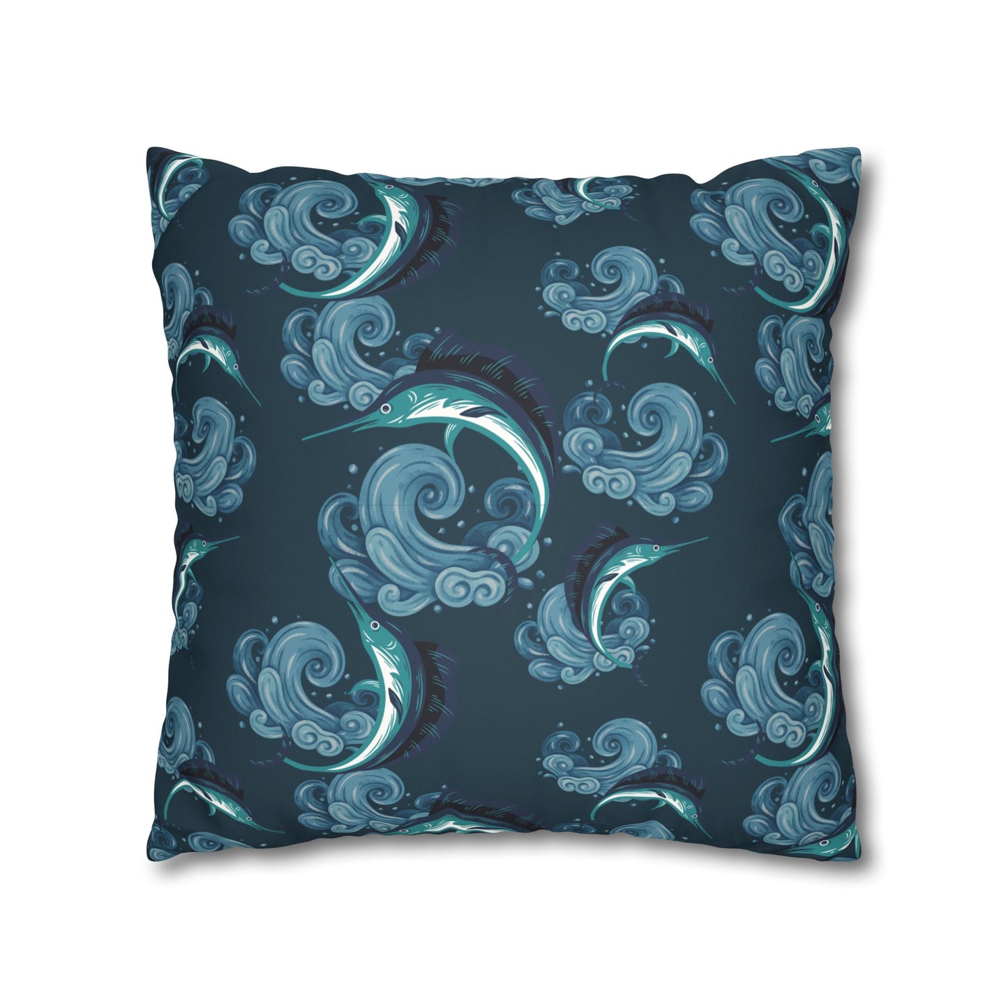 Jumping Marlin Lux Faux Suede Throw Pillow Cover – 18" x 18" & 20" x 20"