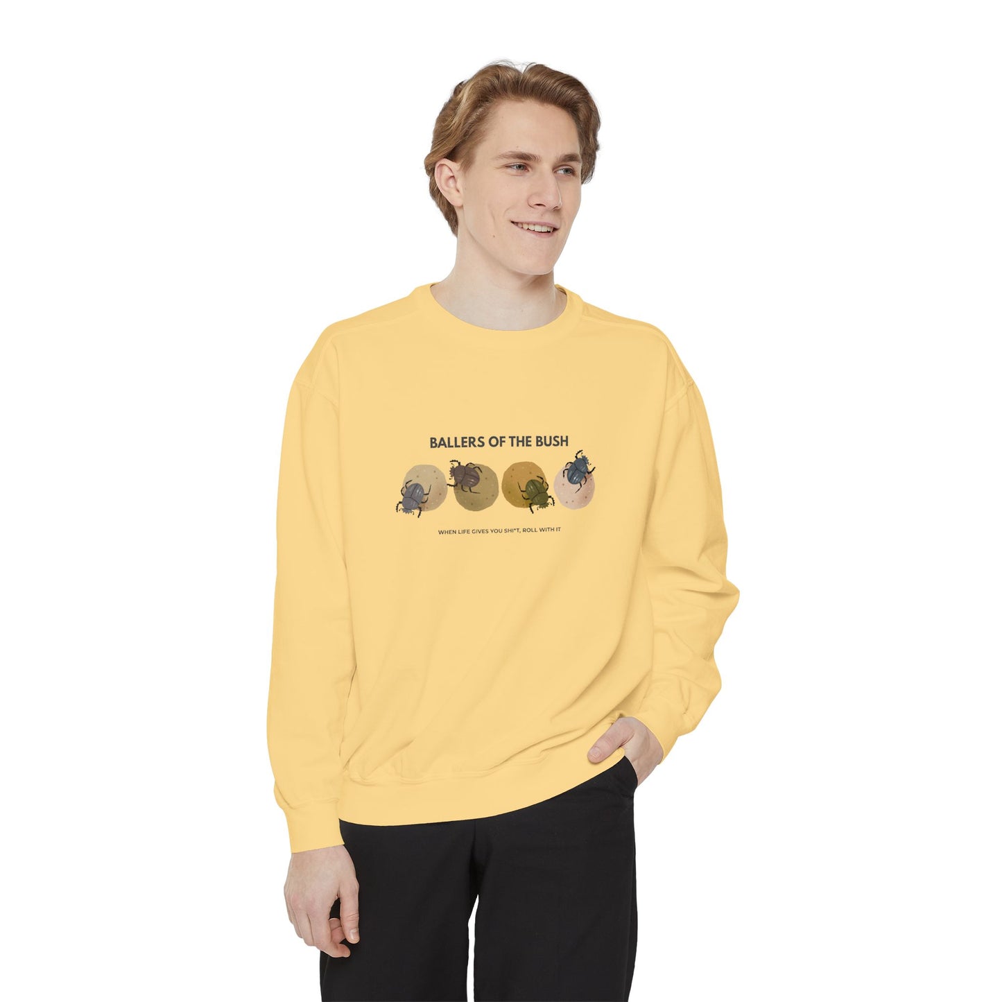 Rolling Dung Beetle Design Sweatshirt, Cozy Unisex Pullover, Perfect for Nature Lovers, Gifts for Biologists, Casual Layering Piece