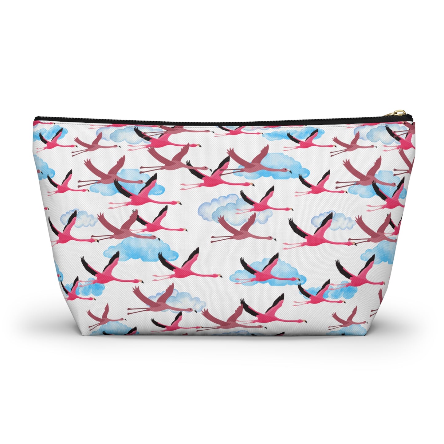 Flying Flamingo Themed Accessory Pouch for Nature Lovers, Travel Toiletry Bag, Organizer, Gift for Birdwatchers, Wildlife Enthusiasts