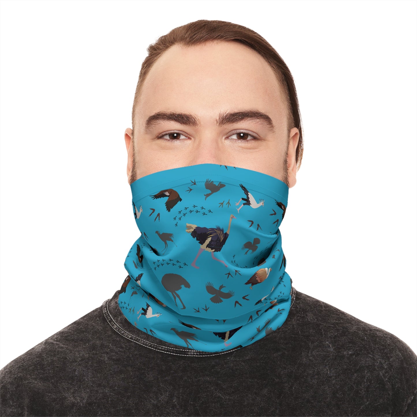 Colorful Lightweight Safari Bird Neck Gaiter with Safari Bird Design (Turquoise), Outdoor Accessory, Unique Gift, Hiking Gear, Nature-Themed Scarf