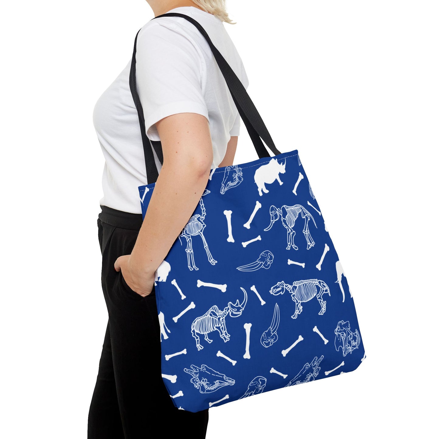 Whimsical Animal Skeletons Tote Bag (Blue), Perfect for Animal Lovers, Halloween, Eco-Friendly Bag, Gift for Pet Owners, Shopping Bag, Halloween Gift