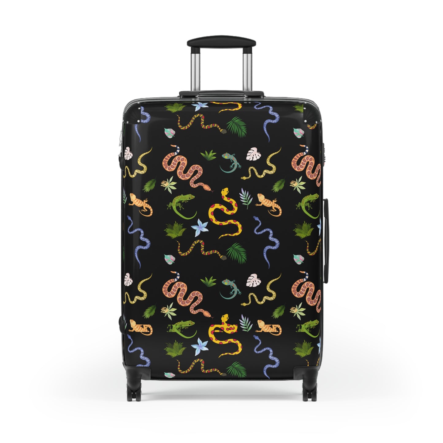 Dancing Reptile Travel Suitcase with Airplane Design, Luggage for Travelers, Custom Travel Bag, Vacation Essentials, Chic Carry-On