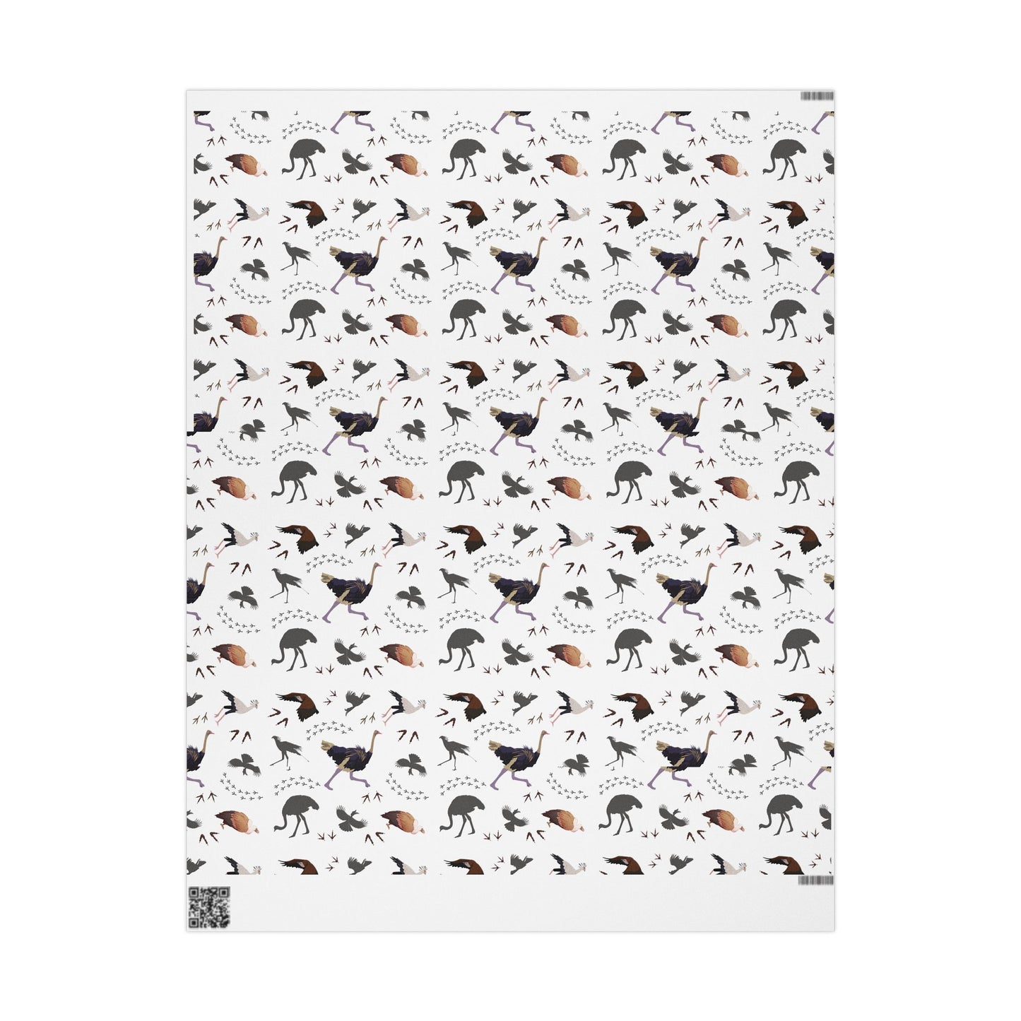 Whimsical Safari Bird Wrapping Paper (White), Eco-Friendly Gift Wrap, Perfect for Birthdays, Holidays, Celebrations, Animal Lovers