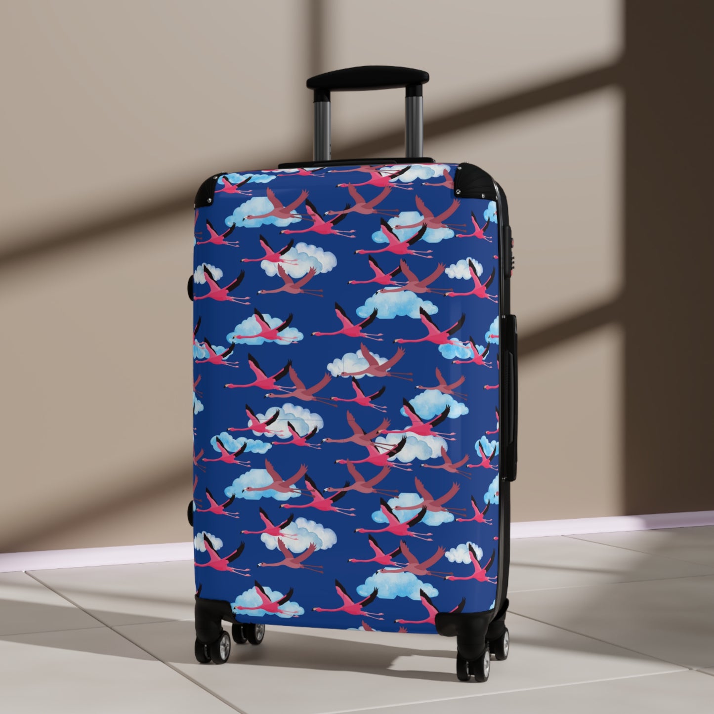 Stylish Flying Flamingo Travel Suitcase with Airplane Design, Luggage for Travelers, Custom Travel Bag, Vacation Essentials, Chic Carry-On