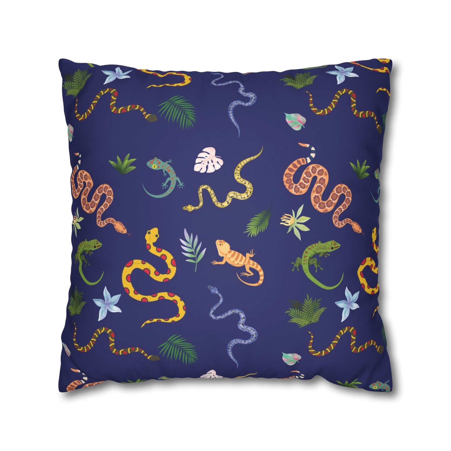 Dancing Reptiles Lux Faux Suede Throw Pillow Cover – 18" x 18" & 20" x 20"