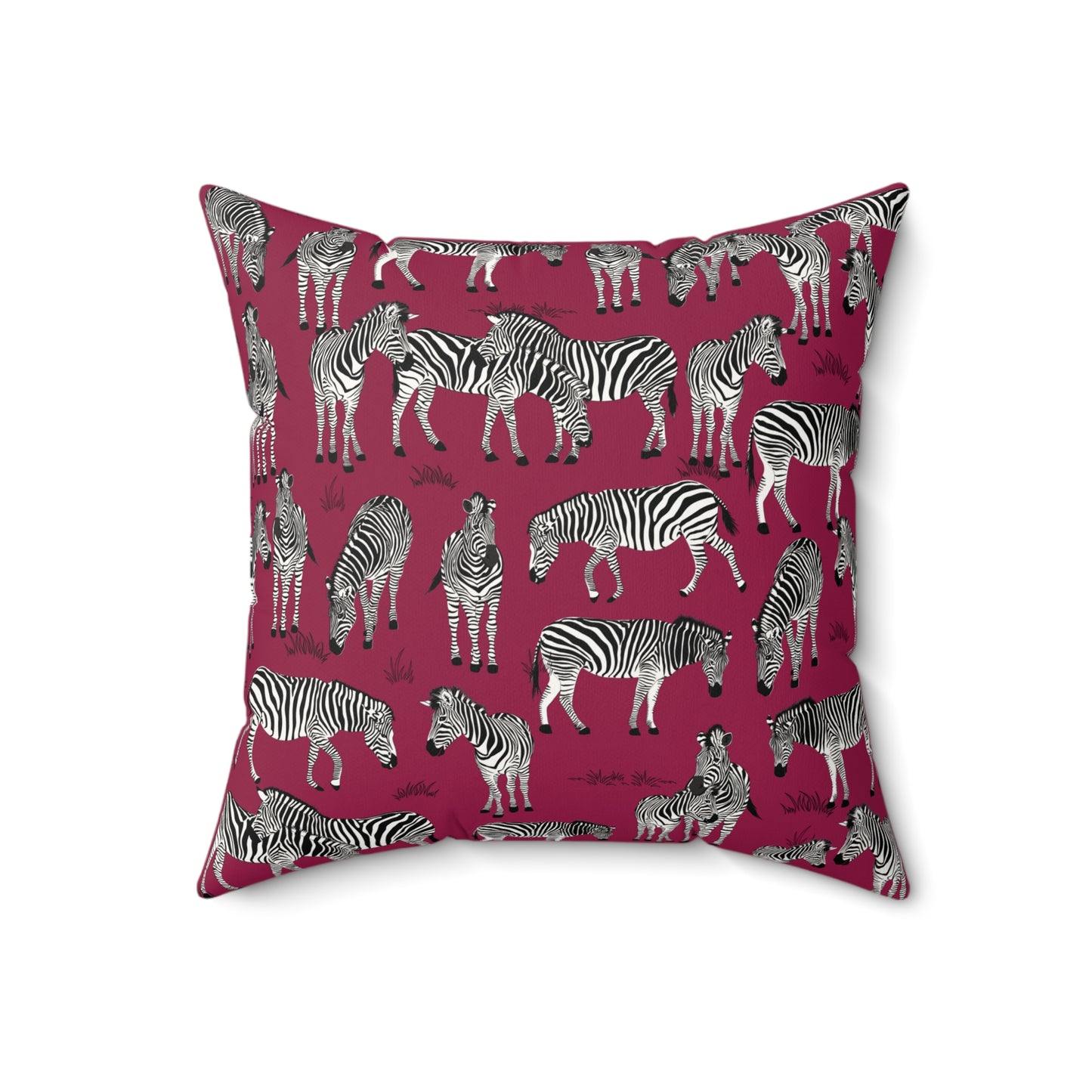 Zebra Herd Print Lux Faux Suede Throw Pillow with Insert - 18" x 18"& 20" 20" (Crimson Berry)