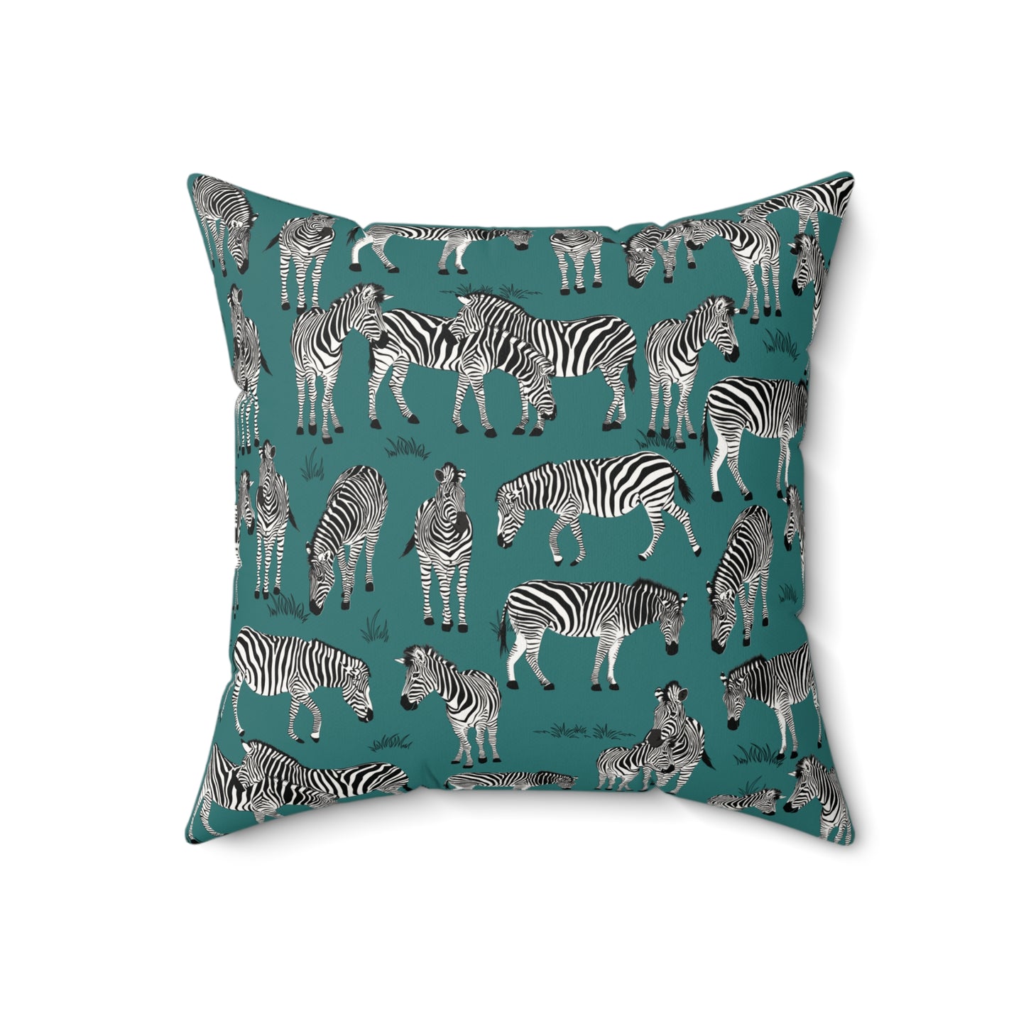 Zebra Herd Print Lux Faux Suede Throw Pillow with Insert - 18" x 18"& 20" 20" (Jade Sea)