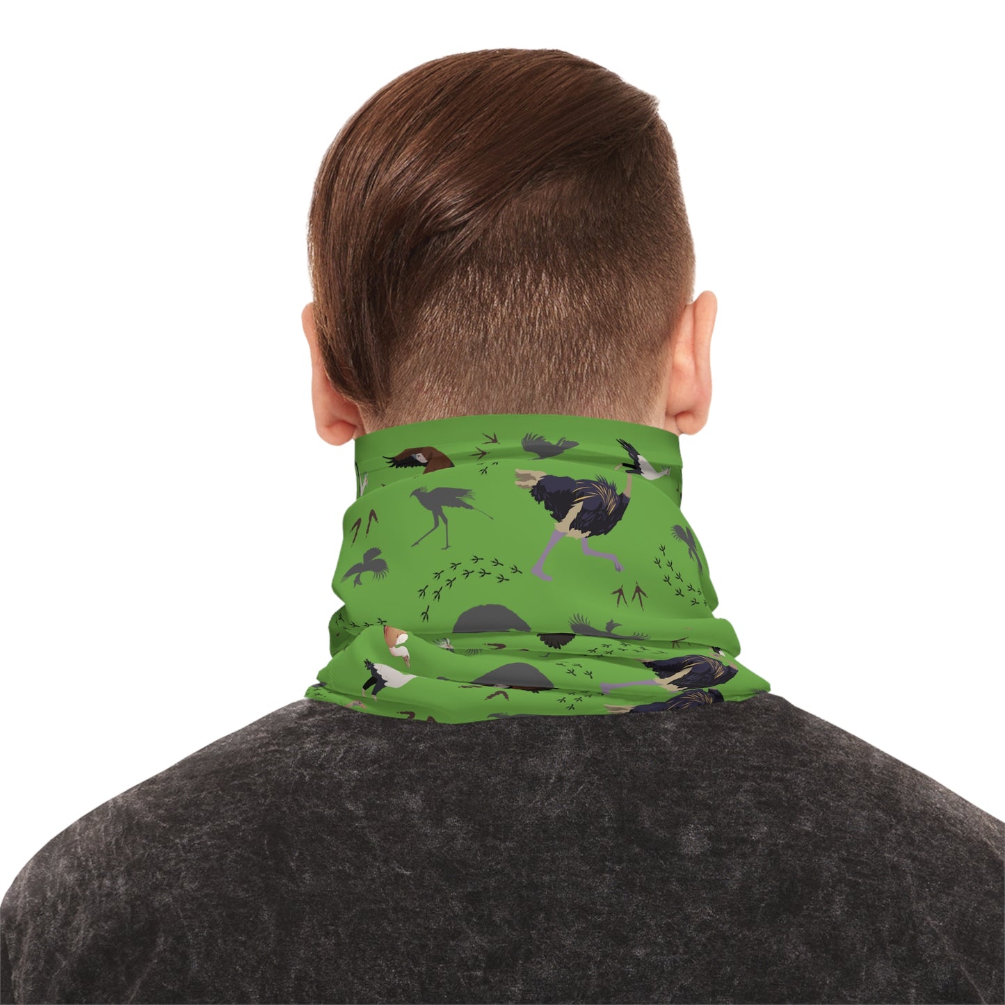 Colorful Lightweight Safari Bird Neck Gaiter with Safari Bird Design (Green), Outdoor Accessory, Unique Gift, Hiking Gear, Nature-Themed Scarf