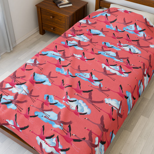 Flying Flamingo Velveteen Plush Blanket