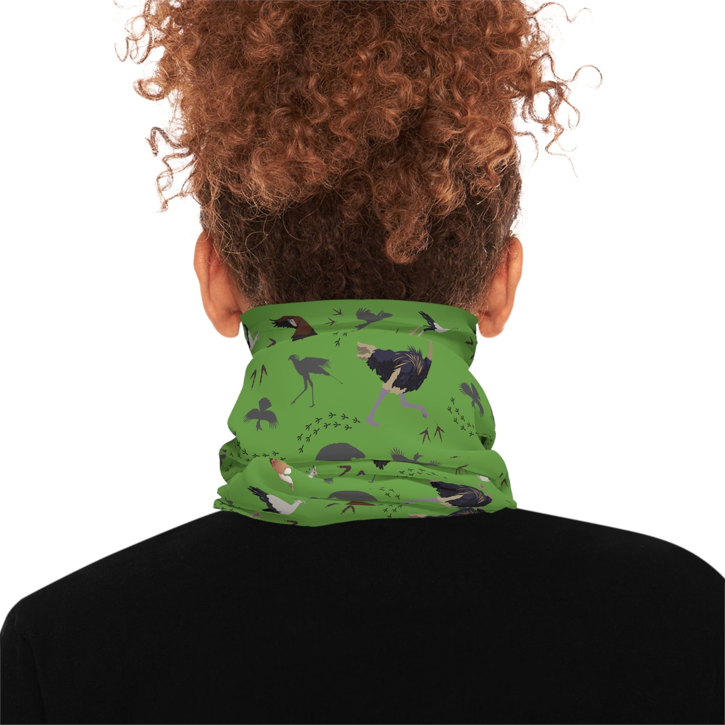 Colorful Lightweight Safari Bird Neck Gaiter with Safari Bird Design (Green), Outdoor Accessory, Unique Gift, Hiking Gear, Nature-Themed Scarf