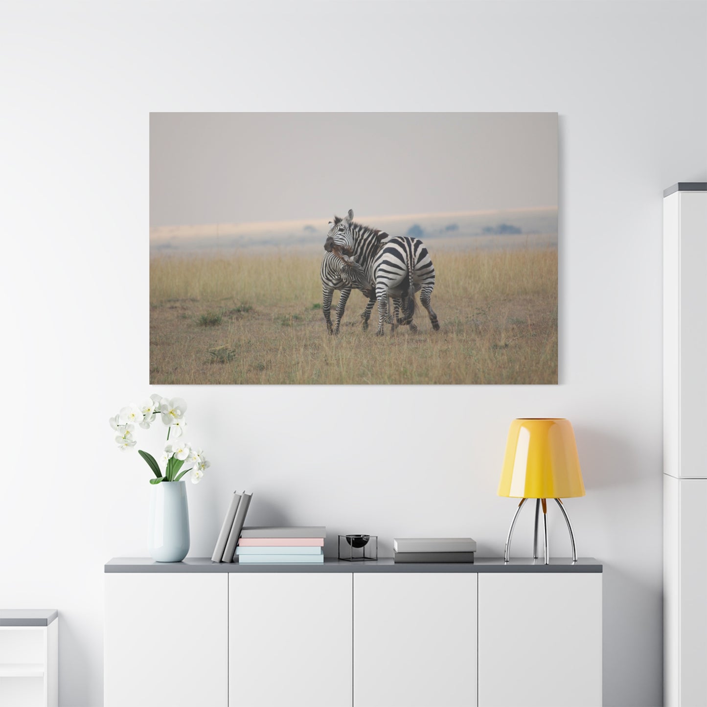 Canvas Art Zebra Fight "Clash of the Stripes"