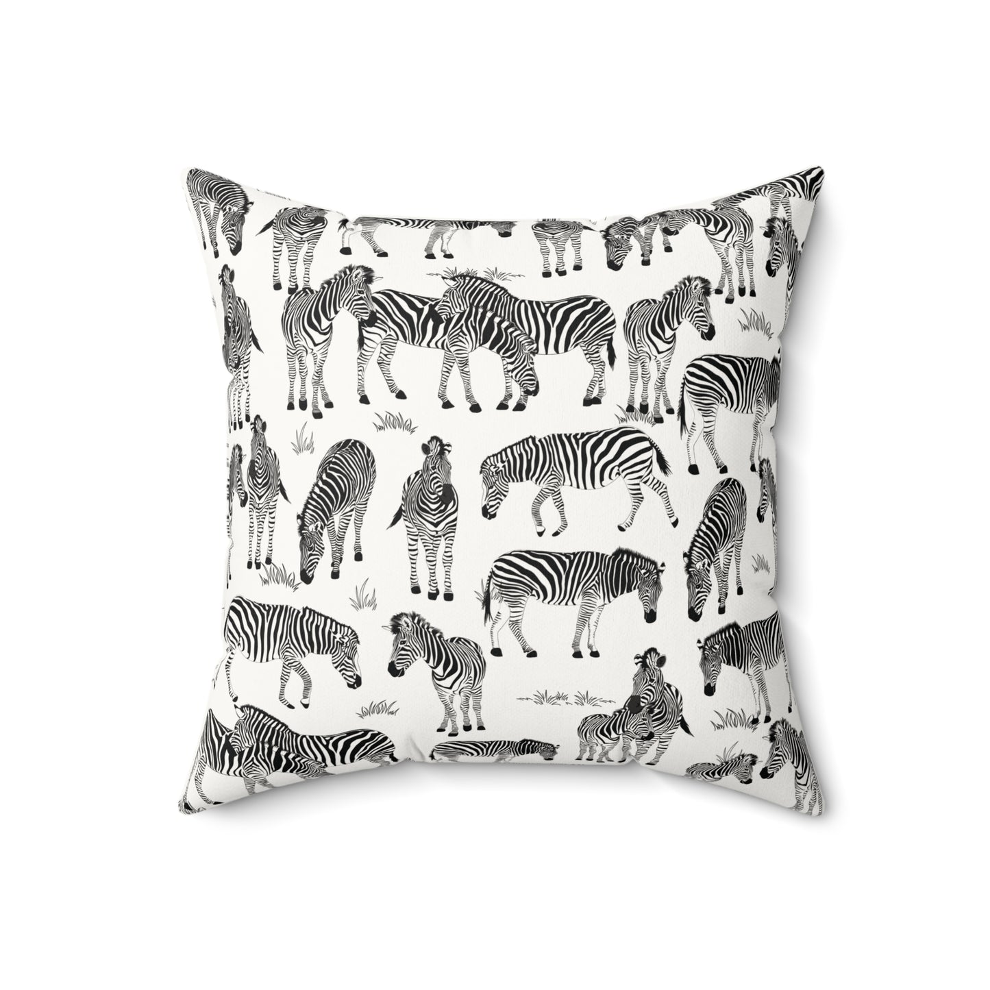 Zebra Herd Print Lux Faux Suede Throw Pillow with Insert - 18" x 18"& 20" 20" (White)