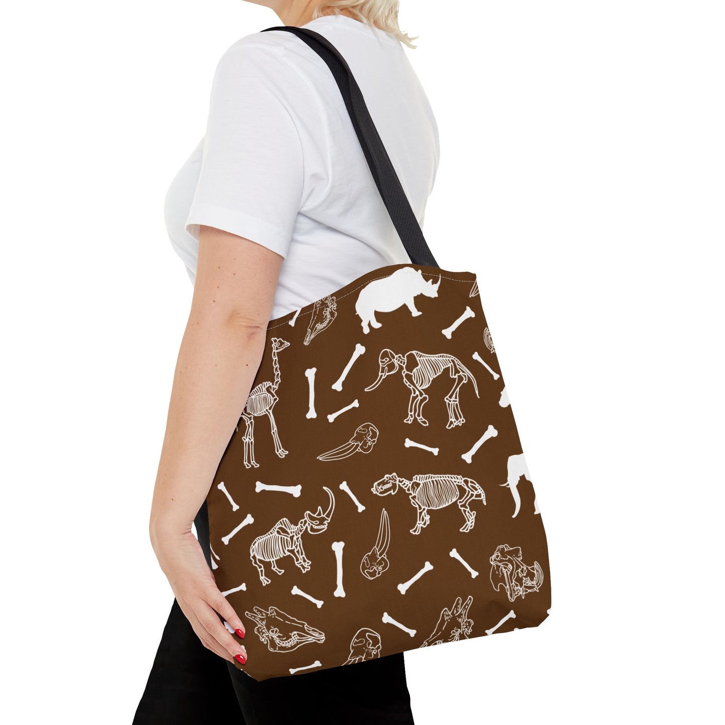 Whimsical Animal Skeletons Tote Bag (Brown), Perfect for Animal Lovers, Halloween, Eco-Friendly Bag, Gift for Pet Owners, Shopping Bag, Halloween Gift