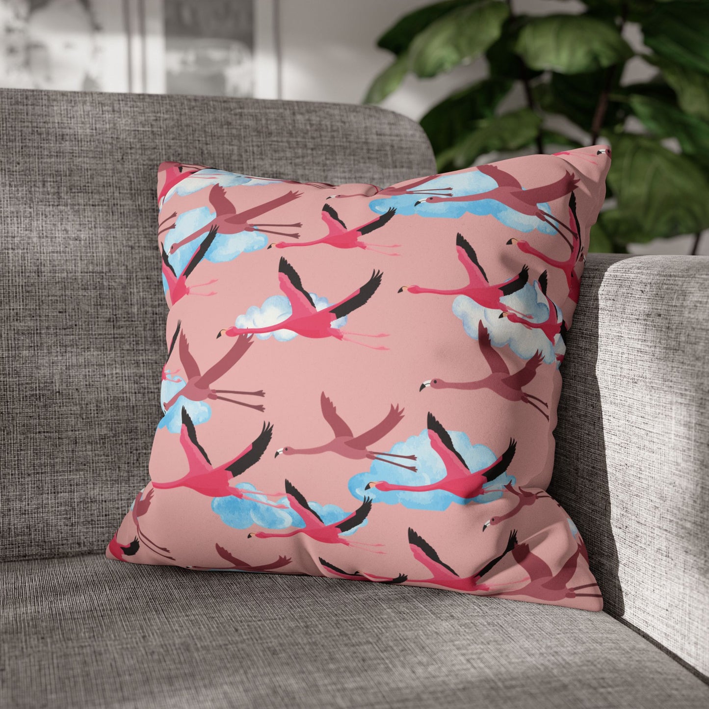 Flying Flamingo Lux Faux Suede Pillow Cover (Dusty Pink) – 18" x 18" & 20" x 20"