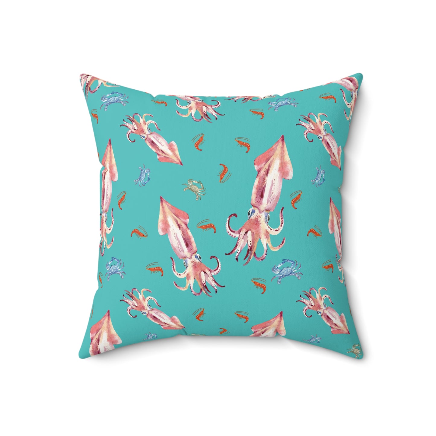 Squid Dining Lux Faux Suede Throw Pillow with Insert - 18" x 18", 20" x 20"