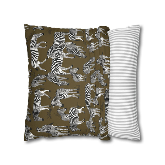 Zebra Herd Lux Faux Suede Throw Pillow Cover – 18" x 18" & 20" x 20"