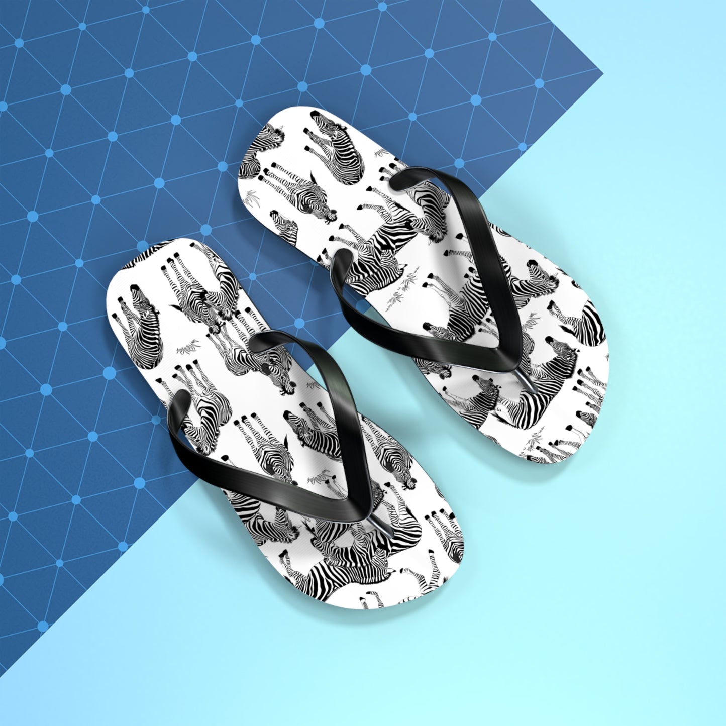 Zebra Print Flip Flops (White), Summer Sandals, Beach Footwear, Vacation Essentials, Gift for Nature Lovers, Cute Outdoor Wear