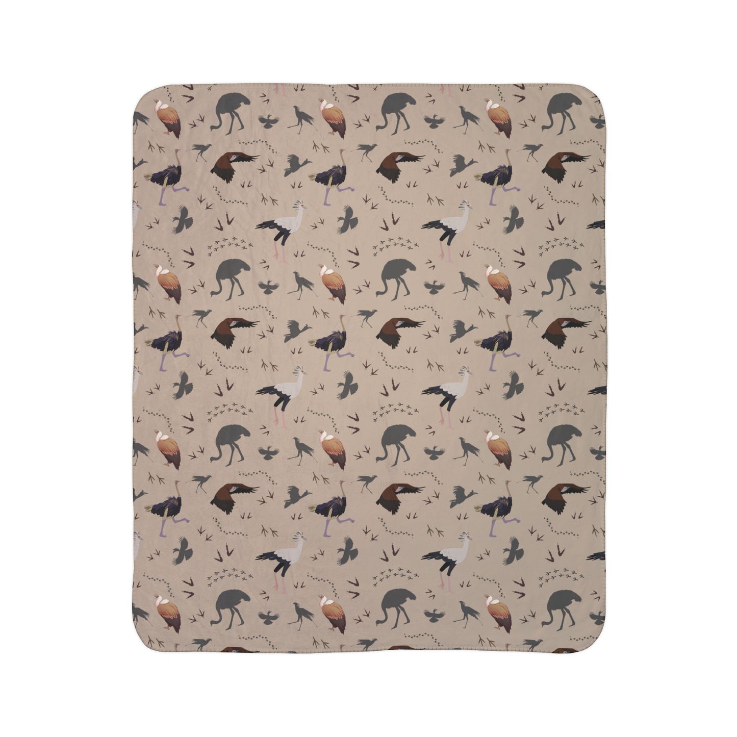 Safari Bird Fleece Sherpa Blanket (Blush Clay)