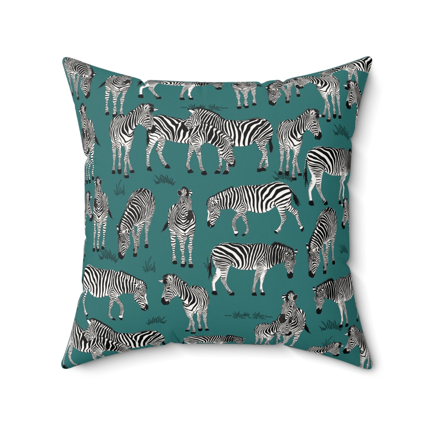 Zebra Herd Print Lux Faux Suede Throw Pillow with Insert - 18" x 18"& 20" 20" (Jade Sea)