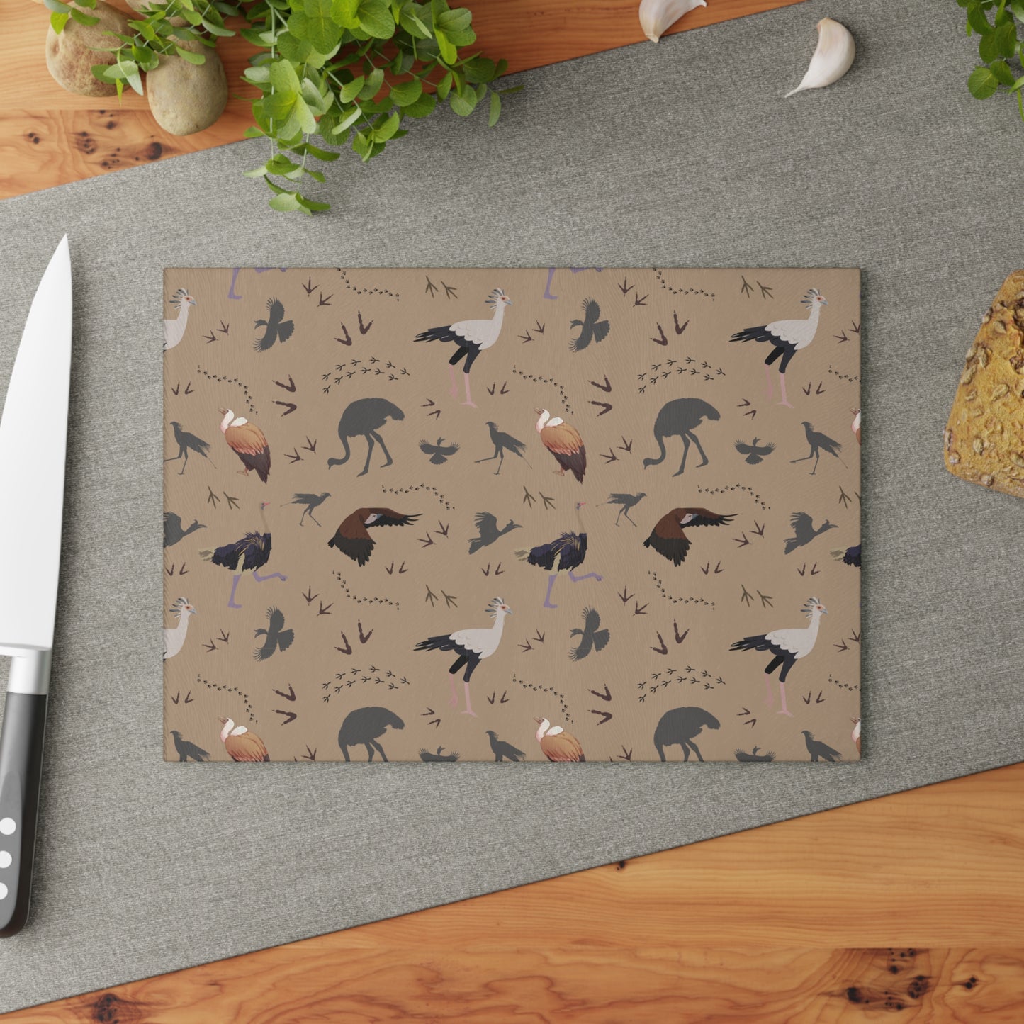 Safari Bird Glass Cutting Board